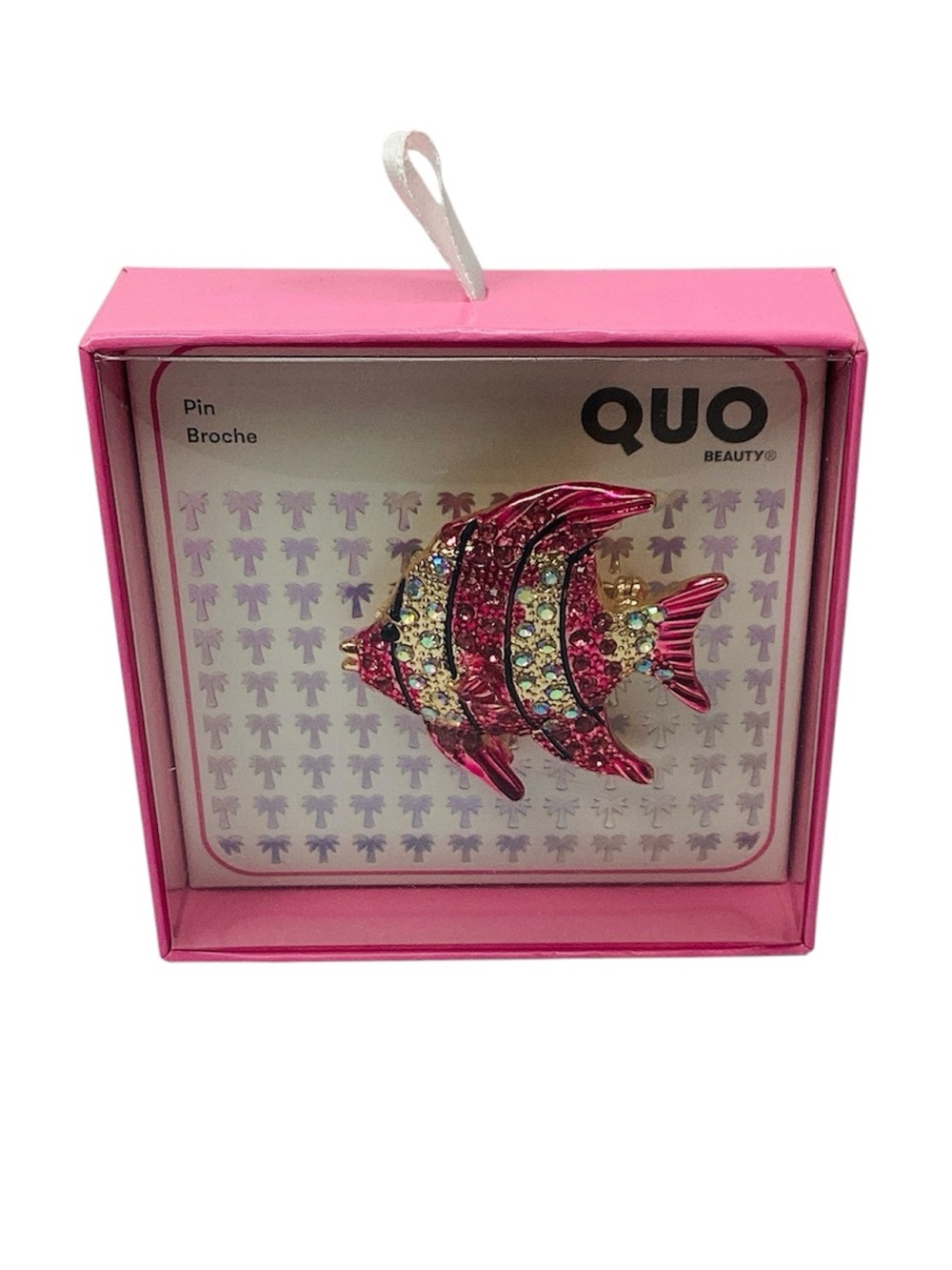 🐵 QUO Beauty Rhinestone Pink Fish Brooch